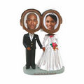 Dark Skin Tone Wedding Couple Bobble Heads Bride & Groom